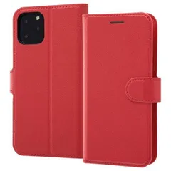 iPhone11 Pro 手帳型ケース シンプル マグネット/レッド