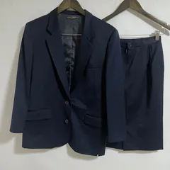 【美品】ニューヨーカー　レディース　スーツ　セットアップ　11AR ネイビー　毛100% スカートスーツ　日本製