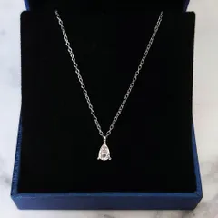 181N【高品質✨】しずく　ドロップ　一粒ダイヤ　シンプル　シルバー　ネックレス
