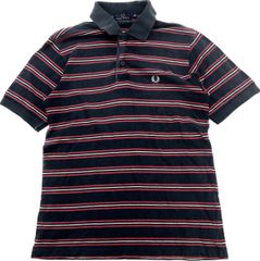 FRED PERRY 半袖ポロシャツ JP S ボーダー 黒 グレー 刺繍ロゴ - メルカリ