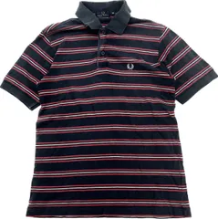 FRED PERRY ☆ デザイン ボーダー 半袖 ポロシャツ ネイビー レッド M アメカジ UK ロック スタイル ストリート フレッドペリー■DE230
