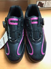 中古  レディス 4E ダイヤル式 メガゴルフ フリーロック スパイクレス ゴルフシューズ ブラック MEGA GOLF JAPAN 【MG-77】22.5cm