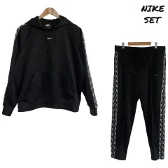 3336 NIKE(ナイキ) 黒 ジャージ ジップアップパーカー フード付き トレーニングウェア セット