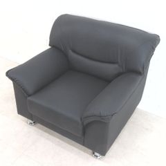 【新古品】 Netforce ヴェルコム 1人用ソファ VEL-1-2 ブラック リビング 居間 役員 応接 高級感 エグゼクティブ EG16445 中古オフィス家具