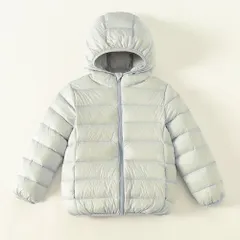 ☆ ライトブルー ☆ 120CM ☆ ダウンコート キッズ 秋冬 収納袋付き secoat220902 ダウンコート キッズ 長袖 収納袋付き 無地 フード付き 子供服 こども服 子ども服 シンプル 通園 通学 アウター 秋 冬 女の子 おしゃれ