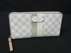 kate spade ケイトスペード PVC ラウンドファスナー 長財布 ウォレット 札入れ 小銭入れ カード入れ アイボリー系×グレー系 DG8278