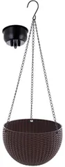 S.fields.inc 改良版 ハンギングバスケット ハンギングポット ハンギングプランター 植木鉢 丸 吊り下げ チェーン付き( ブラウン,  S)