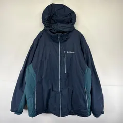 古着 コロンビア Columbia ジャケット 中綿ジャケット パーカー ワンポイントロゴ フルジップ ツートンカラー XXL  ブルー系 メンズ