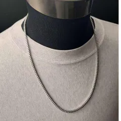 3mm厚め 60センチ ロングステンレスボックスチェーンネックレス メンズ