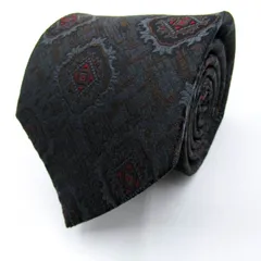 ピエールカルダン ブランド ネクタイ 小紋柄 格子柄 幾何学模様 シルク 日本製 メンズ グレー Pierre Cardin 【中古】