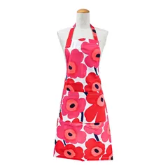 新品 マリメッコ エプロン Pieni Unikko ピエニ ウニッコ ホワイト×レッド 064161 001(075047 001)【ネコポス】