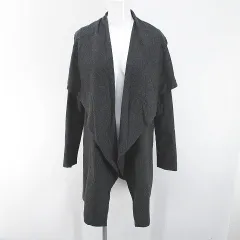 エモダ EMODA ジャケット コート 薄手 前開き ミディアム丈 M 灰系 グレー ポケット 毛 ウール 裏地 無地のサムネイル