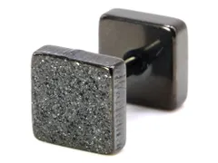 ボディピアス 16G ストレートバーベル スクエアプレート(ブラック)(プレート6mm)【100】