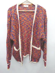 ◇ ⊇ MONO-MART モノマート ゆったり 長袖 ニット カーディガン サイズM レッド　ブルー　オレンジ レディース P  【1411070010445】