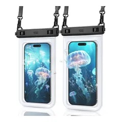 YOSH 2枚セット スマホ防水ケース 斜めかけ 防水性能強化 水中撮影 お風呂 海 プール IPX8 防水スマホケース ネックストラップ調節可能 タッチ操作 防水カバー 7インチ対応 シュノーケリング スイミング 海 プール 釣り 雨 潜水 水泳 雪 温 1