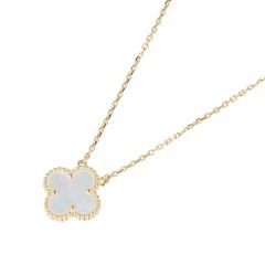 【Van Cleef & Arpels】 ヴァンクリーフ＆アーペル スウィート アルハンブラ ネックレス Au750 YG K18YG イエローゴールド ホワイトシェル 42cm ジュエリー ア