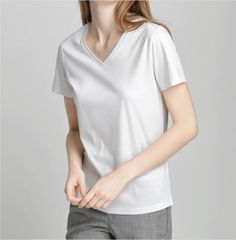 Vネック 半袖 Tシャツ カットソー レディース トップス 無地 M-XXXXL