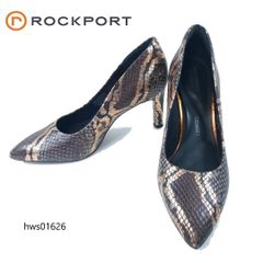 ROCKPORT パンプス ポインテッドトゥ パイソン 23cm コンフォート ロックポート レディース ブラウン hws01626