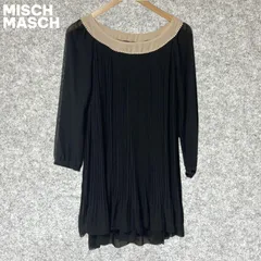 MISCH MASCH 黒のプリーツワンピース ベージュ襟付き Mサイズ
