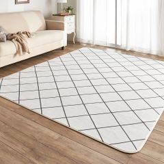 【人気商品】アイリスプラザ フランネルラグ ダイヤホワイト 185×185㎝ 滑り止め付き ラグ 洗える ラグカーペット マット カーペット対応 防ダニ フランネル さらフワ触感 おしゃれ 北欧 じゅうたん
