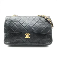 CHANEL シャネル ココマーク マトラッセ ラムスキン ダブルフラップ ダブルチェーン ショルダー バッグ ブラック レディース da6