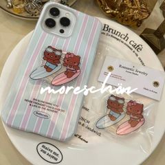 surf kitty & Daniel tok ❤︎ 全機種◎ キティ ダニエル 日焼けキティ グリップトック ガングロキティ 黒ギャル hellokitty ハローキティ サーフ ボード スマホグリップ バンカーリング ポップソケット スマホリング 韓国