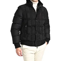 MOORER ムーレー / AGON-URL 異素材コンビ ダウンジャケット 秋冬 アウター ヴァージンウール カシミヤ スエードレザー  ブラック イタリア製 420342