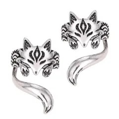 SALUDABLE イヤーカフ 狐 キツネ イヤリング メンズ レディース フェイクピアス 左右ペア 