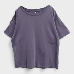 【訳アリ】【オーバーサイズTシャツ】『半袖シャツ』[くすみパープル系] 紫系 (MだけどL～２L相当) 商品A2341 管理D