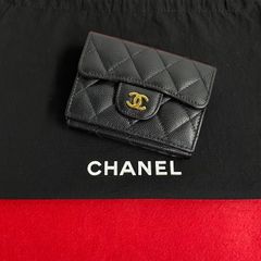 ほぼ未使用 シール有 31番台 CHANEL シャネル キャビアスキン マトラッセ レザー 本革 三つ折り 財布 ミニ ウォレット ブラック  69987 - メルカリ