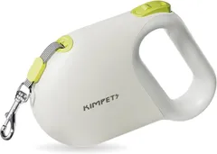 Pawspick 犬 リード 伸縮 5M 小型犬 中型犬 自動巻き取り ナイロンテープ 一時停止 ワンタッチ ロック 反射ロープ 軽量(ホワイト 5m)