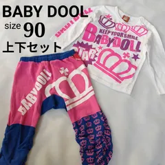 BABYDOLL ベビードール 上下セット 長袖Tシャツ シャーリングパンツ バックプリント モンキーパンツ90