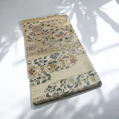 ベージュゴールド系×花唐草模様　袋帯　【B】