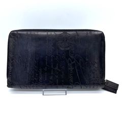 【美品】Berluti　カリグラフィレザー　ラウンドダブルジップ長財布　ブラック【F00040】