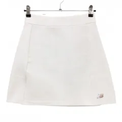 【美品】ニューバランスゴルフ ニットスカート 白 ロゴワッペンシルバー レディース 1(M) ゴルフウェア New Balance