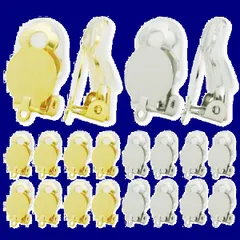 【在庫処分】イヤリング パーツ クリップ式 10mm丸皿 カン付き ゴールド シルバー 2色 10ペア20個 シリコンカバー 付き アクセサリーパーツ ハンドメイド 手芸 金具 素材