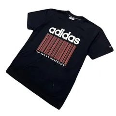 adidas Tシャツ メンズ L ブラック 【 両面プリント 】 黒 バーコード トレフォイル アディダス ●DE355