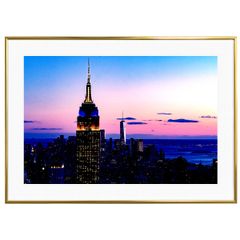 夜明け写真 ニューヨーク 朝焼けに照らされたエンパイヤ・ステート・ビルディング インテリアアートポスター額装 AS1753