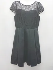 ◇ kaene カエン フォーマル レース切替 二次会 半袖 ミニ ワンピース サイズ36 ブラック レディース P  【1406180032265】