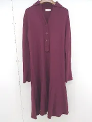 ◇ MARCHAND DE LEGUMES ハーフボタン ストレッチ 長袖 ロング ワンピース ワインレッド系 レディース  【中古】 【1204080001912】