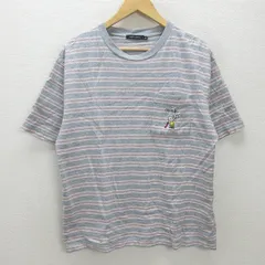 G■ニコアンド/NIKOAND PEANUTS 半袖Tシャツ/スヌーピー ボーダー柄【4】灰/men's/105【中古】■
