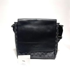 コーチ F73339 ショルダーバッグ シグネチャー チャーム ジッパー ビジネス ブラウン ブラック レザー ナイロン COACH