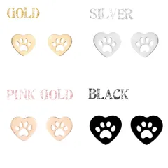 ハート肉球 ステンレス ピアス 犬 動物 アレルギー対応 両耳用