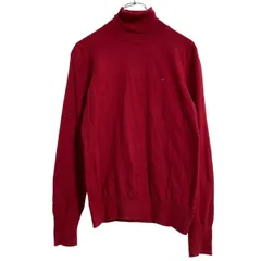 TOMMY HILFIGER コットン混 ニット セーター レディース L レッド トミーヒルフィガー タートルネック 薄手 古着卸 アメリカ仕入 a611-7544