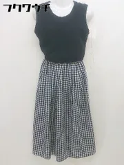 ◇ KBF アーバンリサーチ ギンガムチェック ウエストゴム ノースリーブ 膝下丈 ワンピース サイズF ブラック レディース  【中古】 【1110200008627】