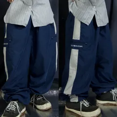 00s NIKE SideLine Small Swoosh Embroidery Wide Cargo Track Pants 2000年代 ナイキ サイドライン スモールスウォッシュ 刺繍 ワイド カーゴ トラックパンツ ジャージ