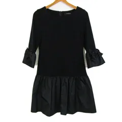 ユニバーバルミューズ ワンピース 7分袖 ウール混 ストレッチ ブランド トップス レディース Fサイズ ネイビー UNIVERVAL MUSE 【中古】