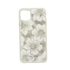 Kate spade(ケイトスペード) 携帯電話ケース - クリア×白×ライトピンク iPhoneケース/花柄/ラインストーン/iPhone11ProMax