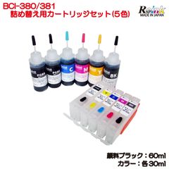キャノン　Canon BCI- 380 / 381 用 詰め替え カートリッジ5色セット 　リインクオンラインショップ