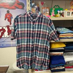美品 BEAMS PLUS ビームスプラス 半袖 チェック シャツ ブルー × レッド ショートスリーブ マドラスチェック ボタンダウンシャツ 11-01-0871-139